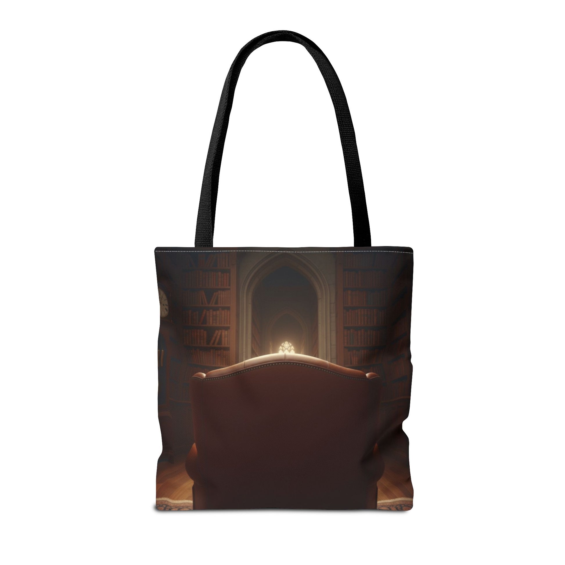 Back (or other side) of the tote back showing how the same scene will look like if the picture was taken behind the couch where the dog is sitting. High-quality print of a meaningful scene designed specifically for pet lovers. 