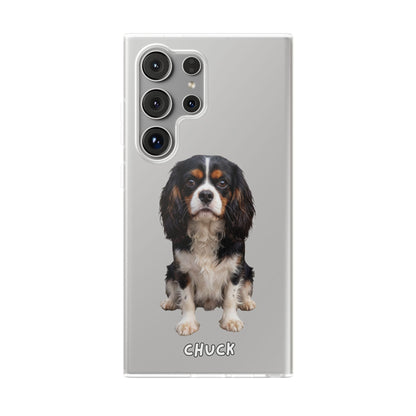 Phone case for Samsung Galaxy S24  Ultra with a dog illustration and name 'Chuck.' We design unique scenes for you and your non-human family.