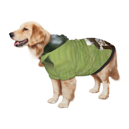 Bespoke pet art hoodie for medium and large dogs shown in a standing profile view. High-quality, personalized apparel designed specifically for the devoted parent and their cherished family pet.