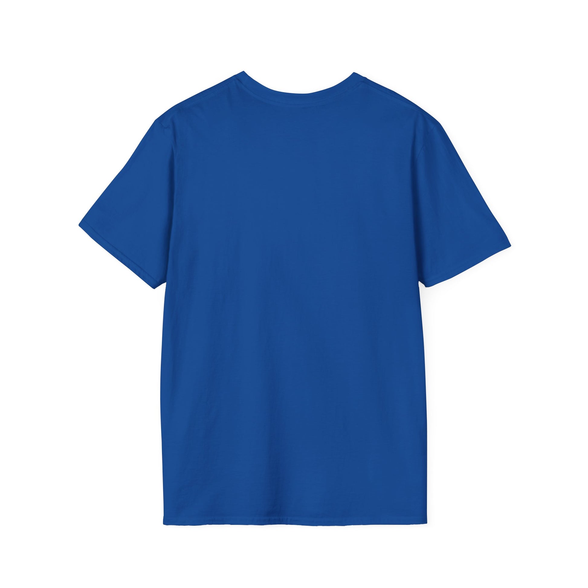 Rear view of the royal blue unisex regular t-shirt. A high-quality base for your bespoke pet art, available in sizes S to 3XL for every devoted parent.