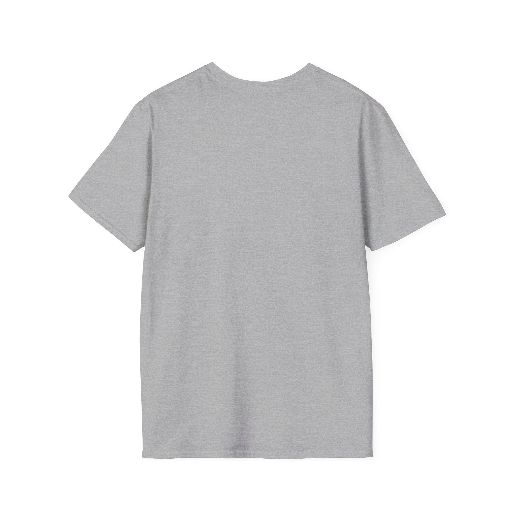 Rear view of the grey unisex regular t-shirt. A high-quality base for your bespoke pet art, available in sizes S to 3XL for every devoted parent.