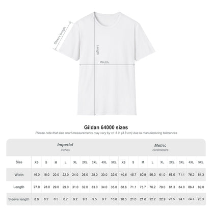 Size chart for the unisex regular t-shirt in white, ranging from S to 3XL. Ensures a perfect fit for the proud parent.