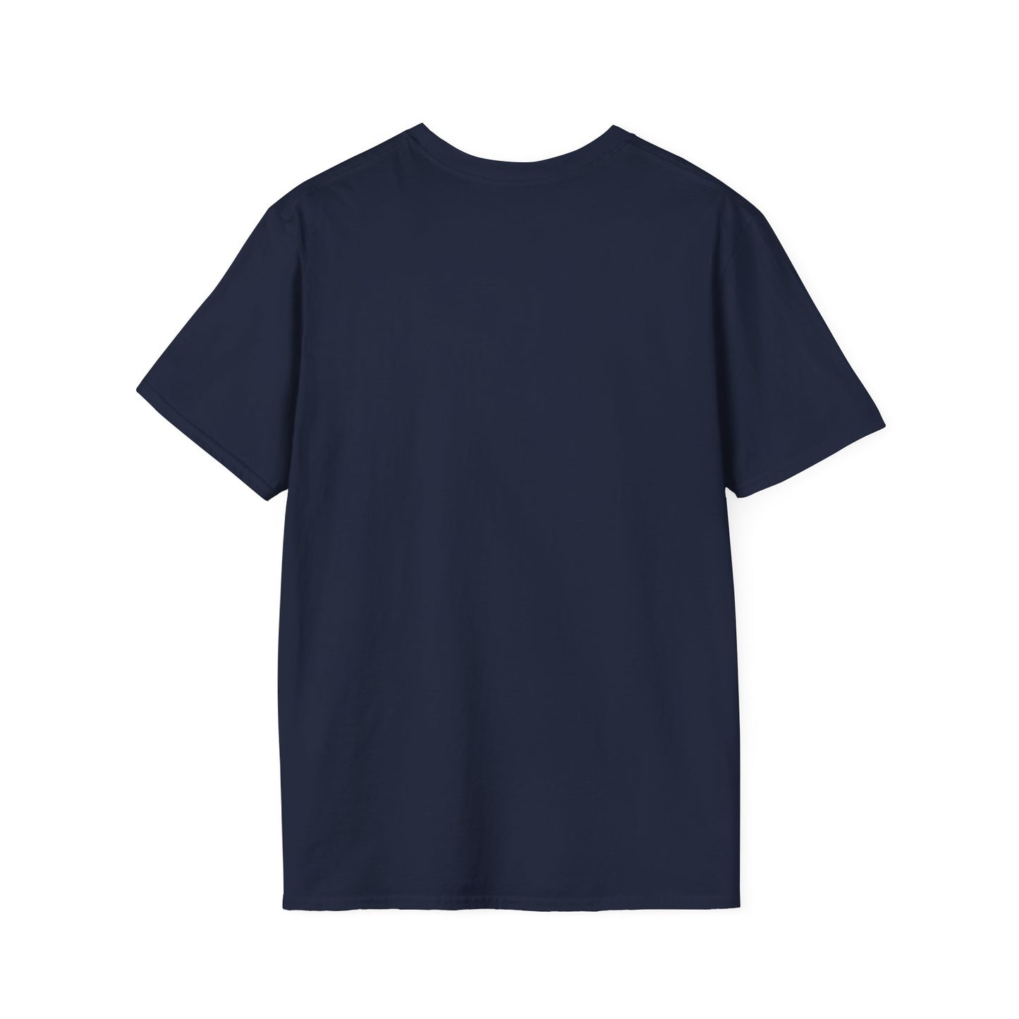 Rear view of the navy blue unisex regular t-shirt. A high-quality base for your bespoke pet art, available in sizes S to 3XL for every devoted parent.