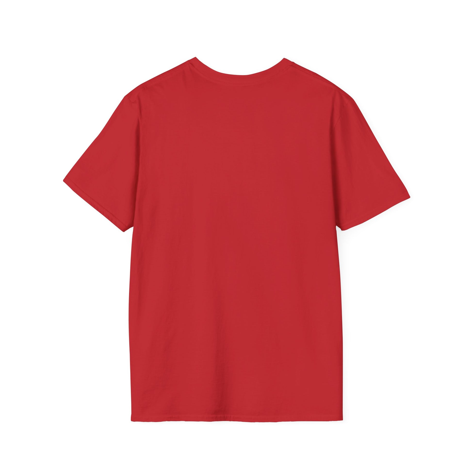 Rear view of the red unisex regular t-shirt. A high-quality base for your bespoke pet art, available in sizes S to 3XL for every devoted parent.