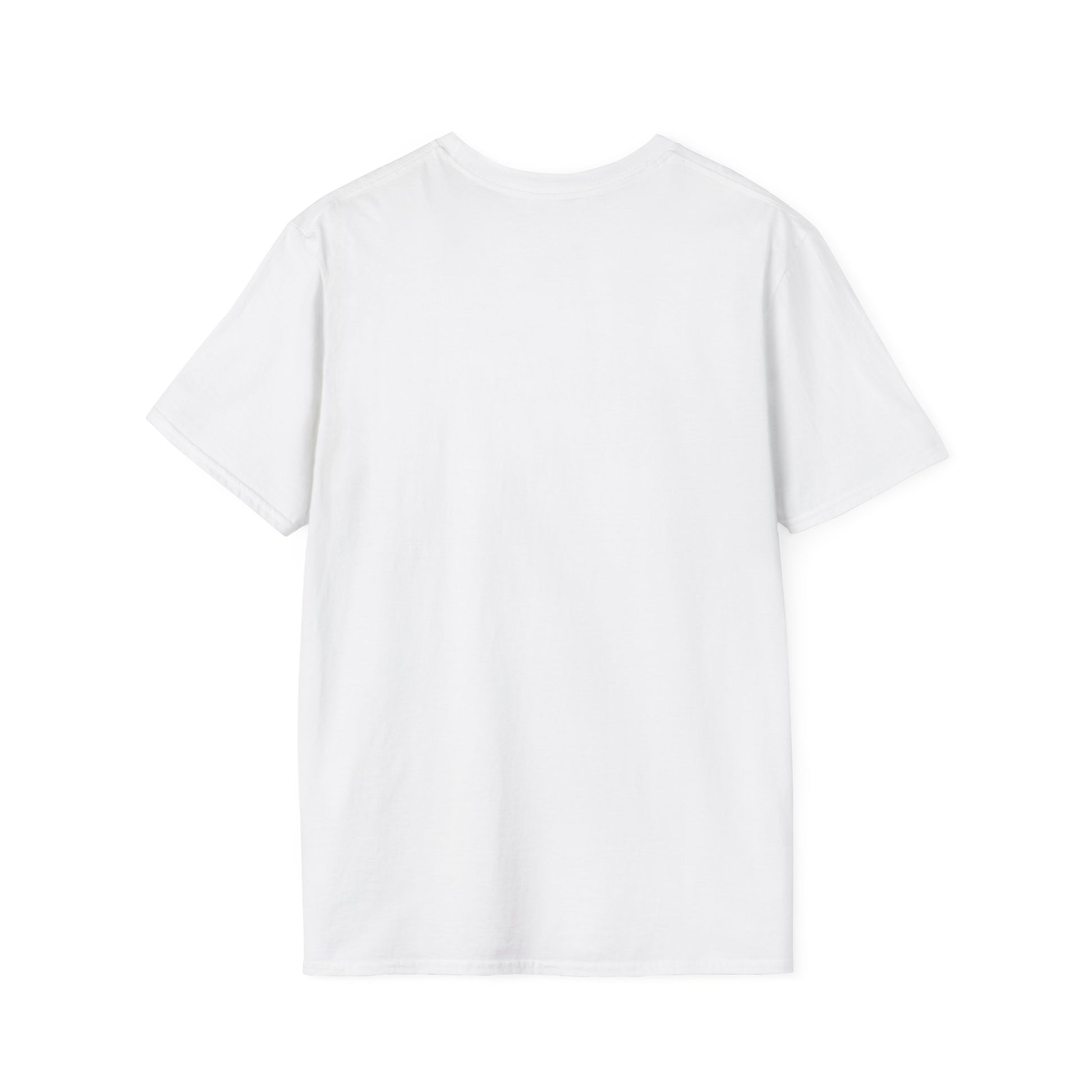 Rear view of the white unisex regular t-shirt. A high-quality base for your bespoke pet art, available in sizes S to 3XL for every devoted parent.
