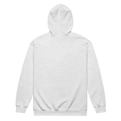 Back view of the plain unisex heavy blend zip hoodie. A high-quality base ready to be paired with your bespoke pet scene on the front for a one-of-a-kind gift.
